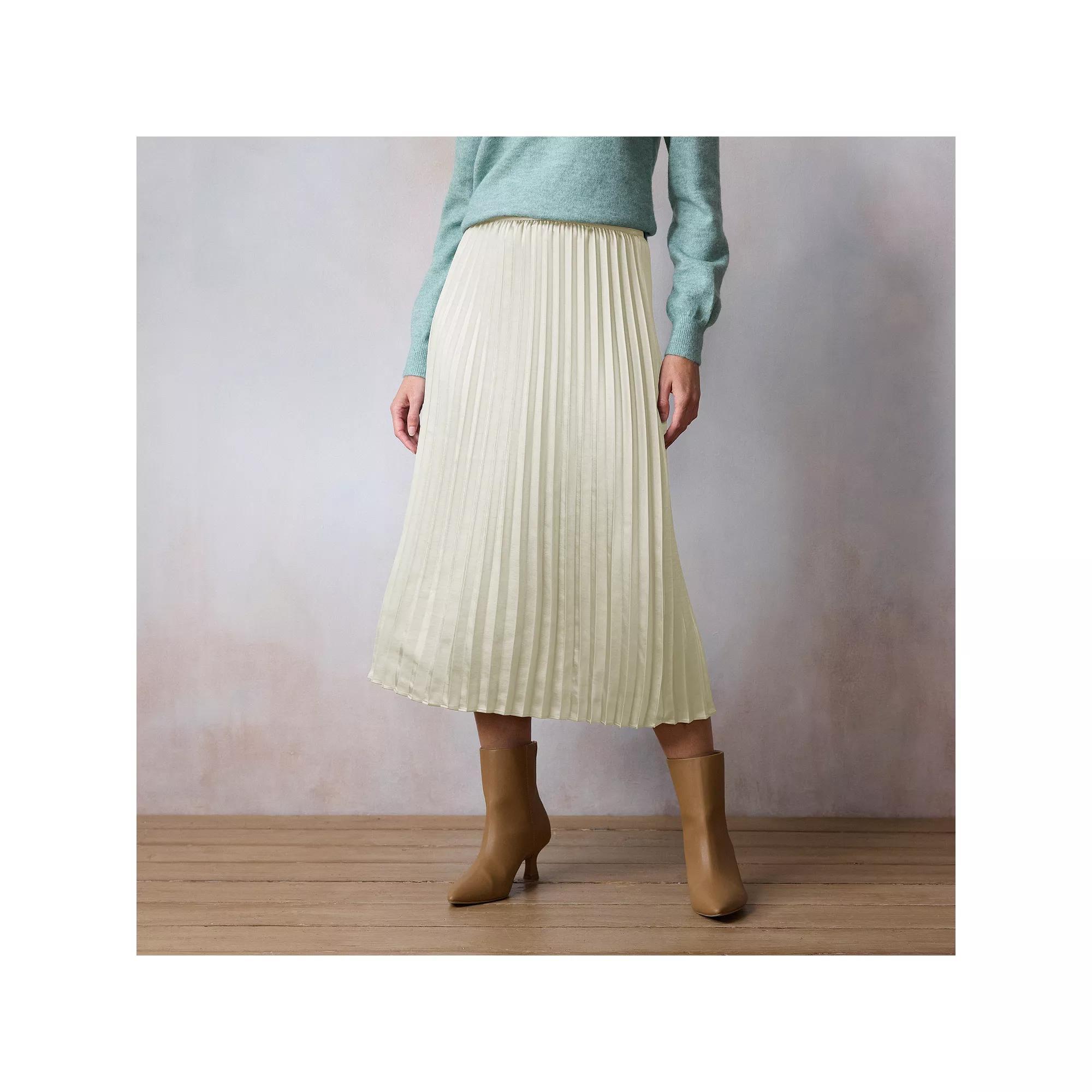 Women's LC Lauren Conrad Pleated Pull-On Midi Skirt, Size: Medium, Silver Gray Product Image