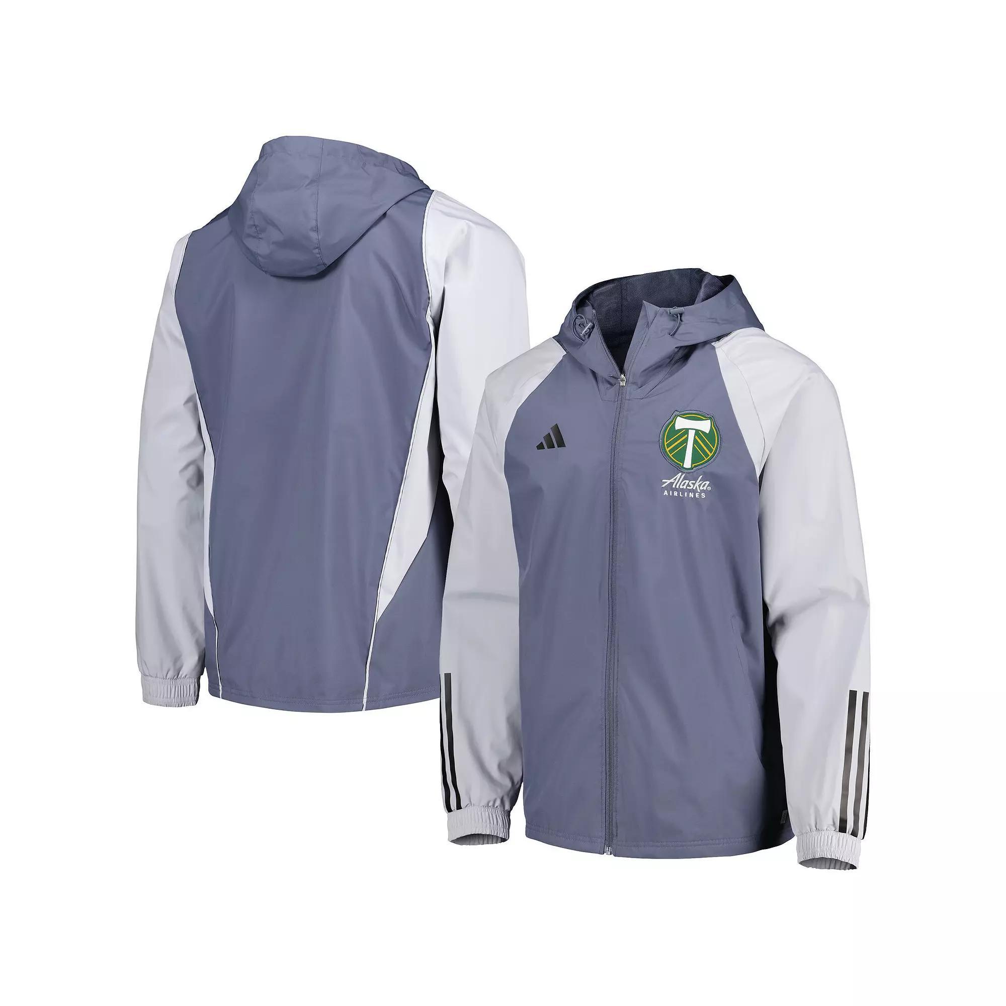 Mens adidas Charcoal Portland Timbers All-Weather Raglan Hoodie Full-Zip Jacket Product Image
