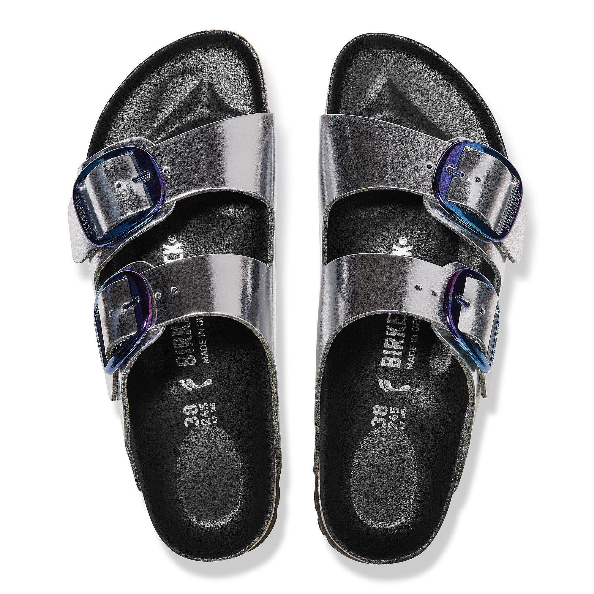 Arizona Big Buckle Natural Leather Metallic Silver Product Image