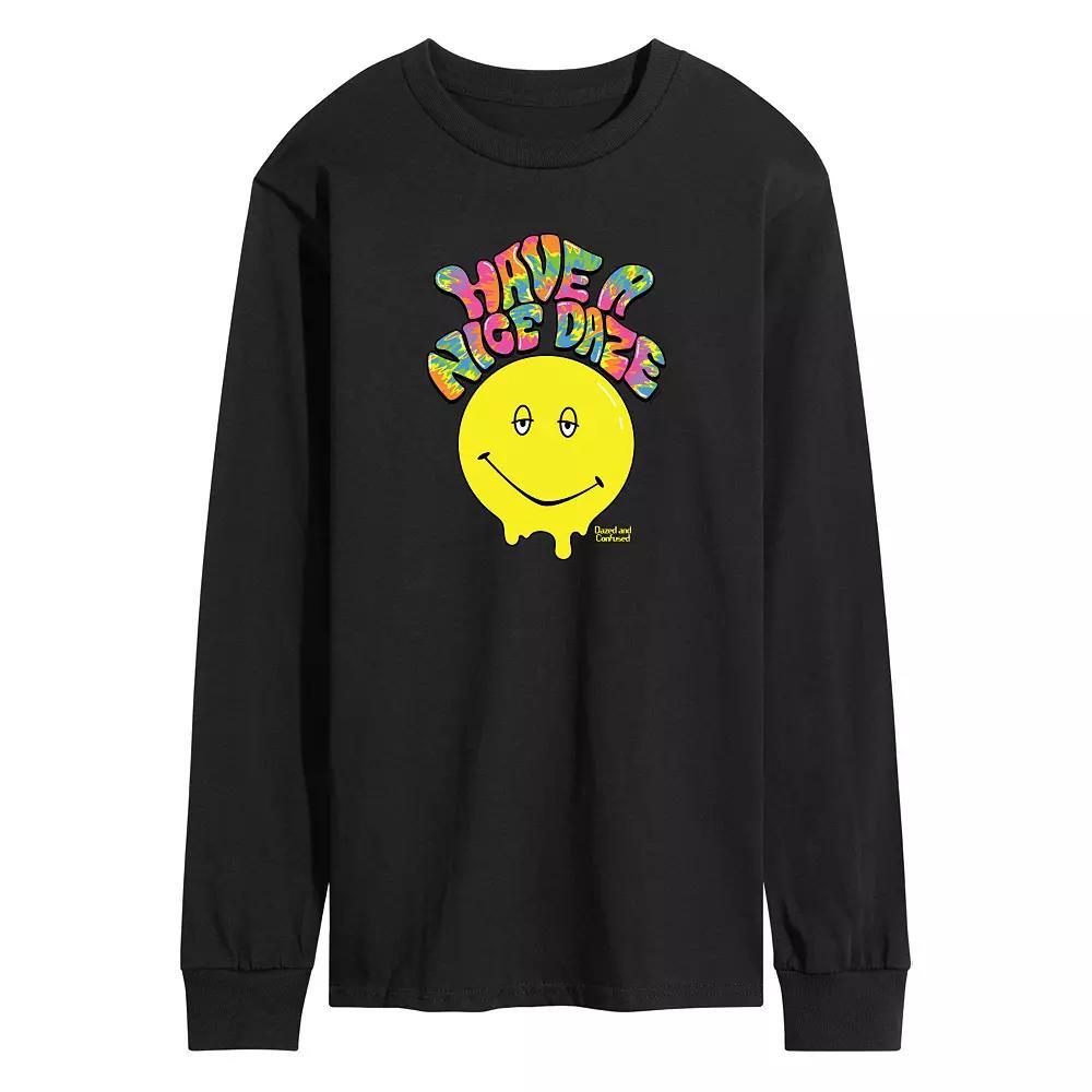 Mens Dazed and Confused Have a Nice Daze Smiley Long Sleeve Graphic Tee Athletic Grey Product Image