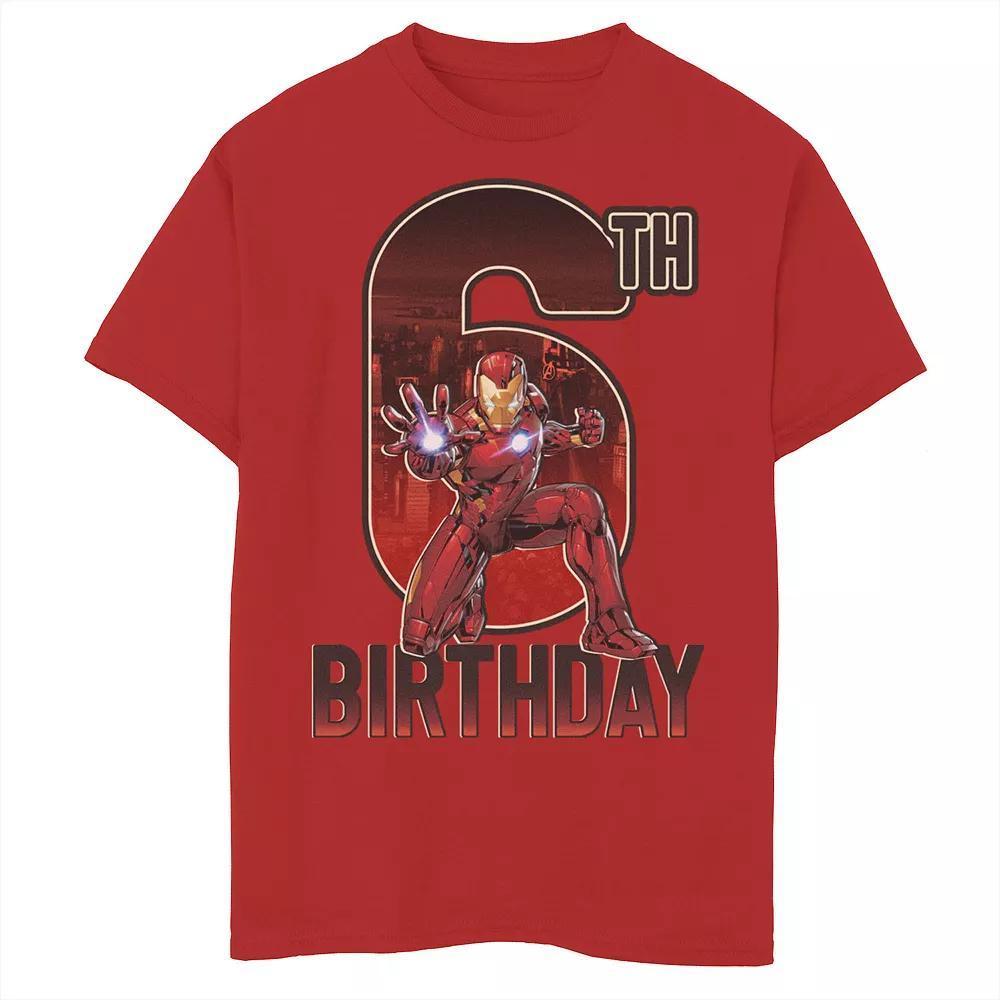 Boys 8-20 Marvel Iron Man 6th Birthday Action Pose Graphic Tee, Boy's, Size: XL, Red Product Image