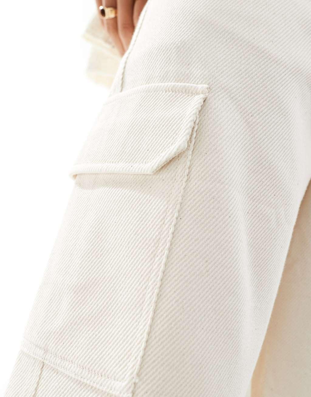 ASOS DESIGN heavyweight premium cargo jorts in stone Product Image