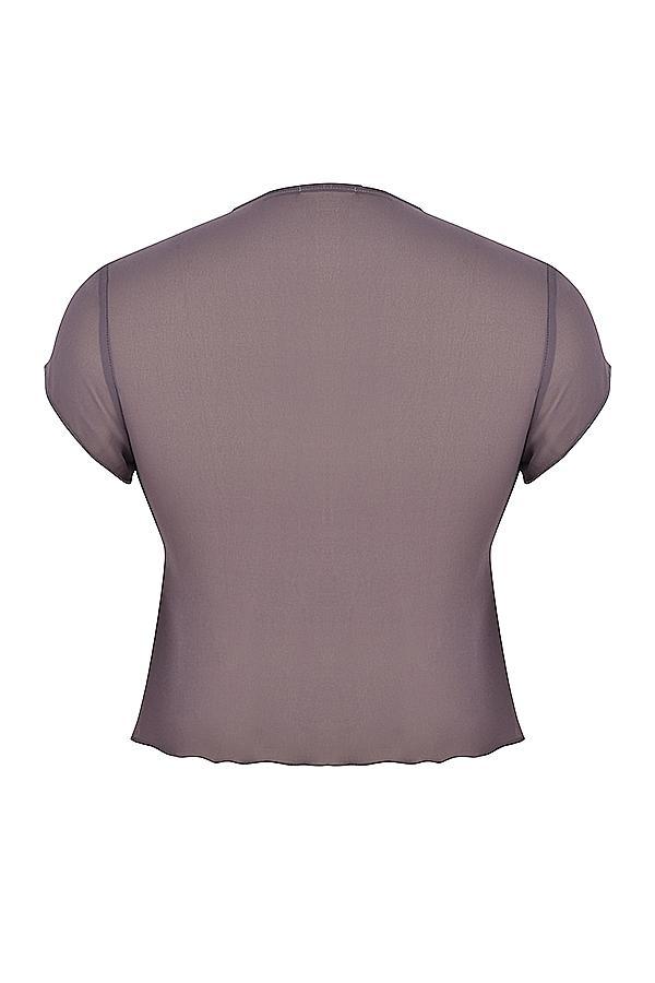 Maia  dark mauve tie front top Product Image