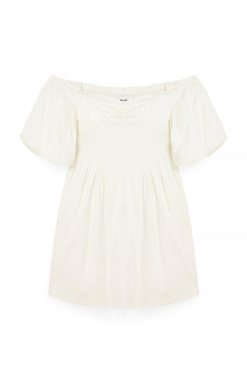 Puff Sleeve Off Shoulder Mini Dress Product Image