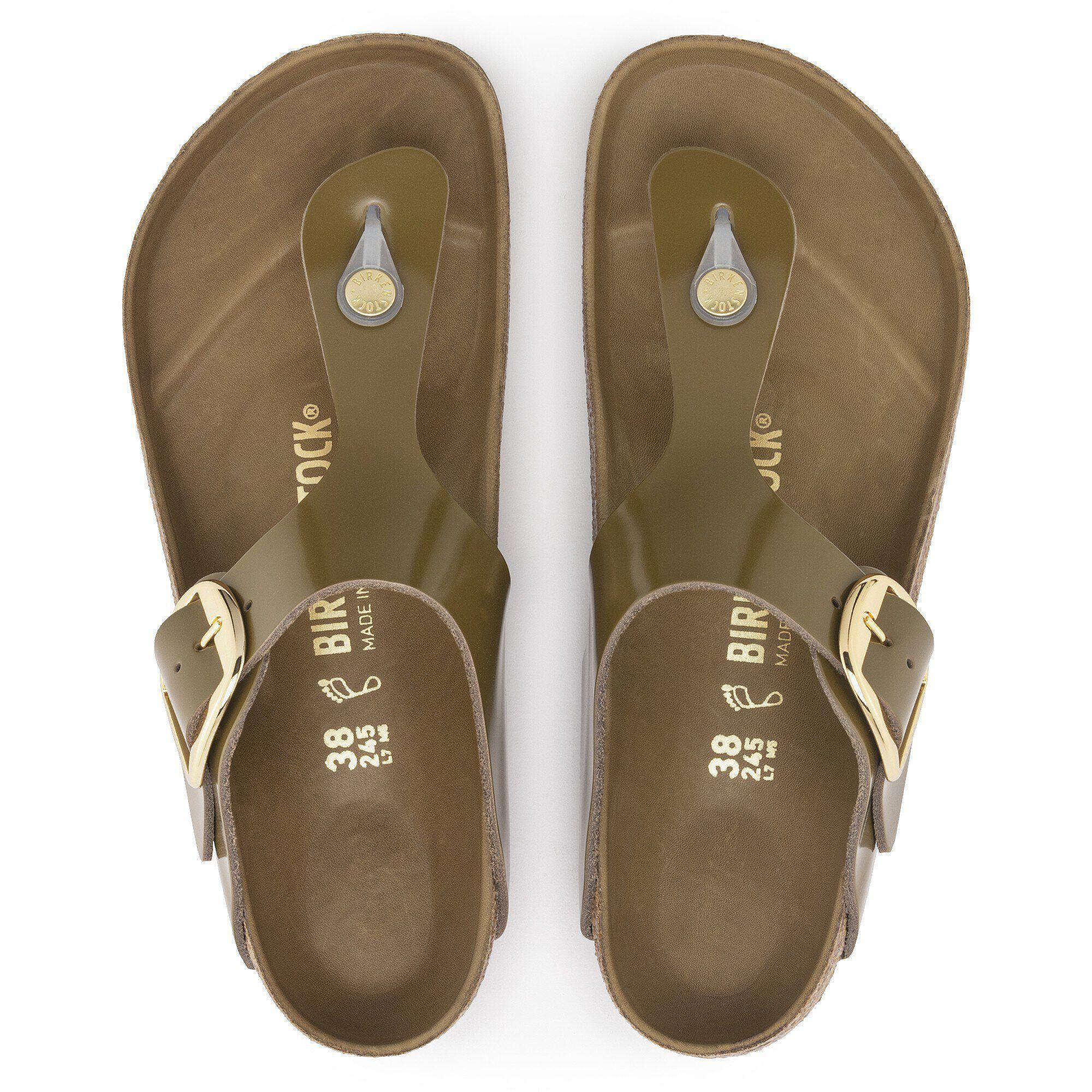 Gizeh Big Buckle Natural Leather Patent High Shine Mud Green Product Image