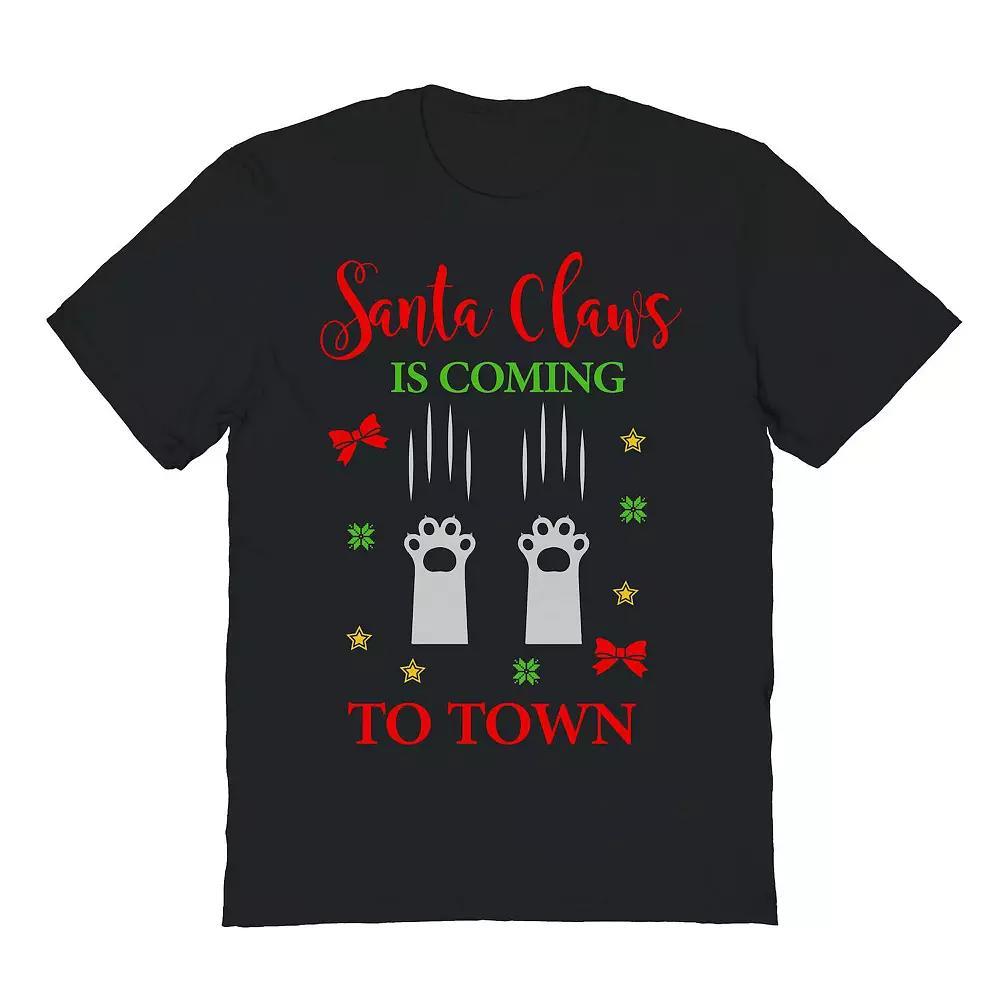 Mens Cat Santa Paws Christmas Graphic Tee Product Image