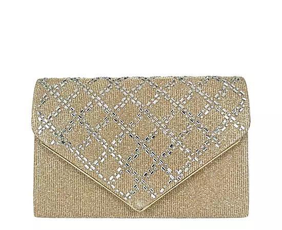 Badgley Mischka Womens Diamond Crystal Pattern Structured Envelope Clutch Product Image