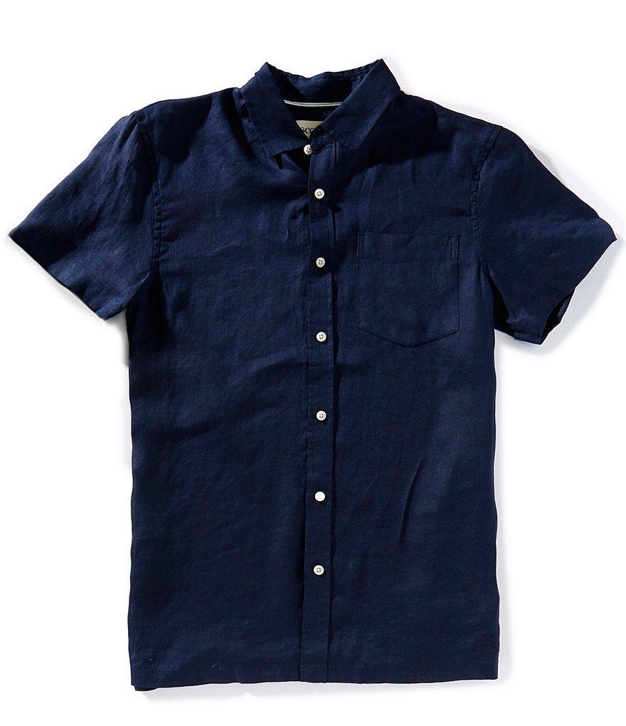 Scotch & Soda Solid Linen Short Sleeve Woven Shirt Product Image
