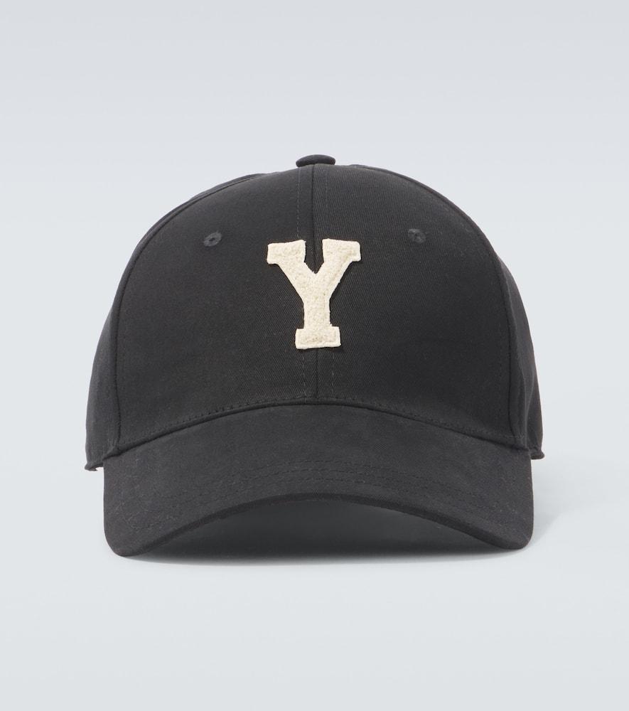 SAINT LAURENT Y Patch-appliqué Gabardine Baseball Cap In Schwarz Product Image