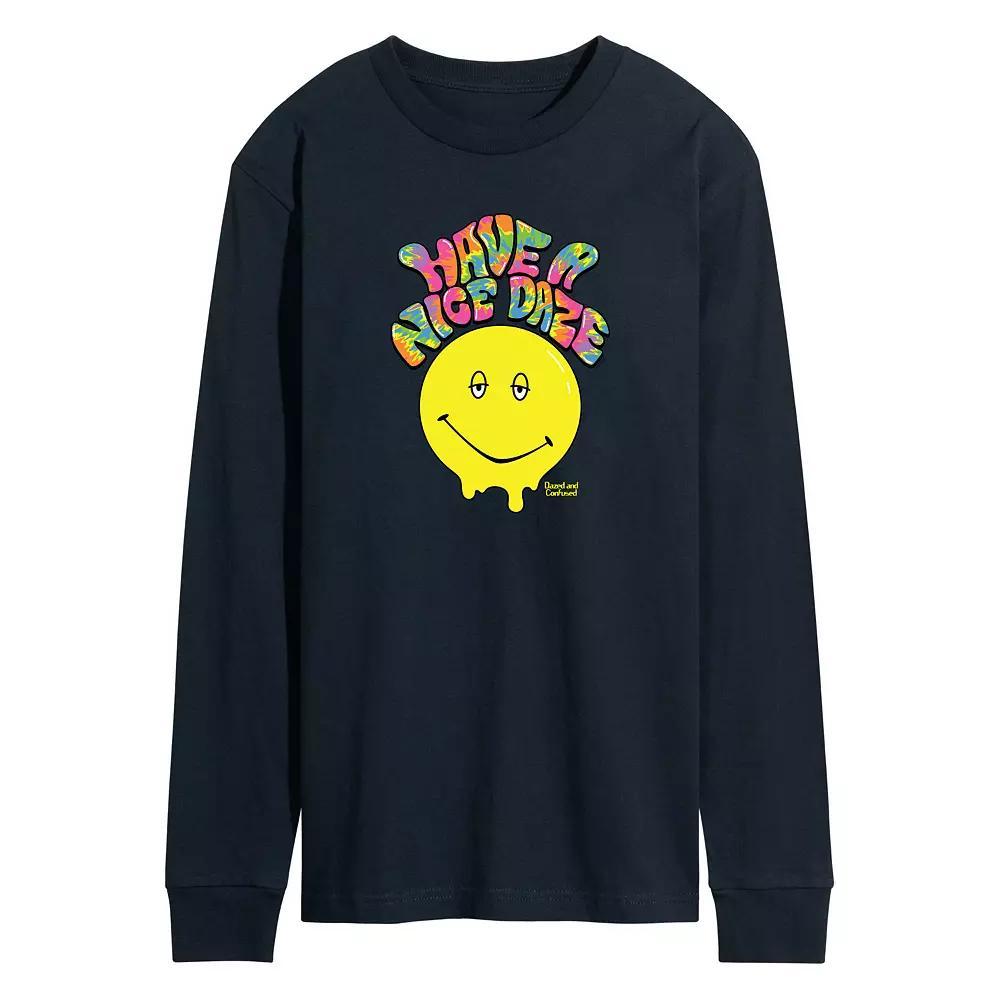 Mens Dazed and Confused Have a Nice Daze Smiley Long Sleeve Graphic Tee Athletic Grey Product Image