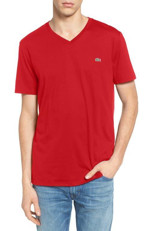 Lacoste Short Sleeve Pima Jersey V-Neck T-Shirt Men's Short Sleeve Pullover Product Image