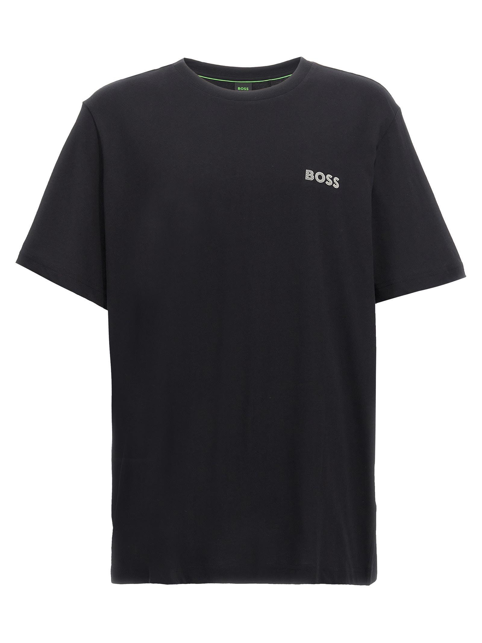 HUGO BOSS Regular-fit T-shirt In Stretch Cotton With Side Tape In Black Product Image