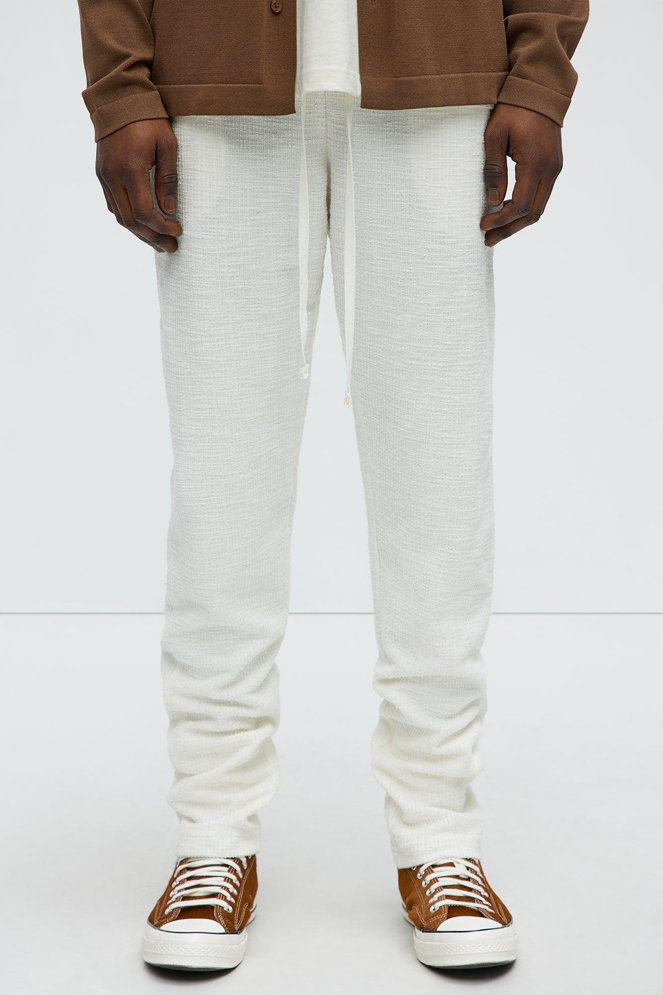 Dean Textured Slim Pants - White Product Image