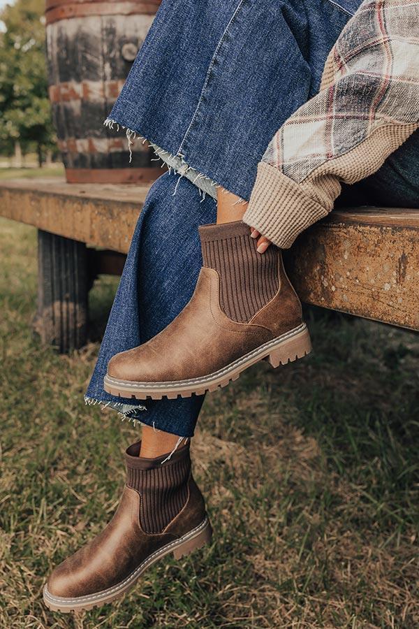 The Cabin Fever Faux Leather Bootie in Chestnut Product Image