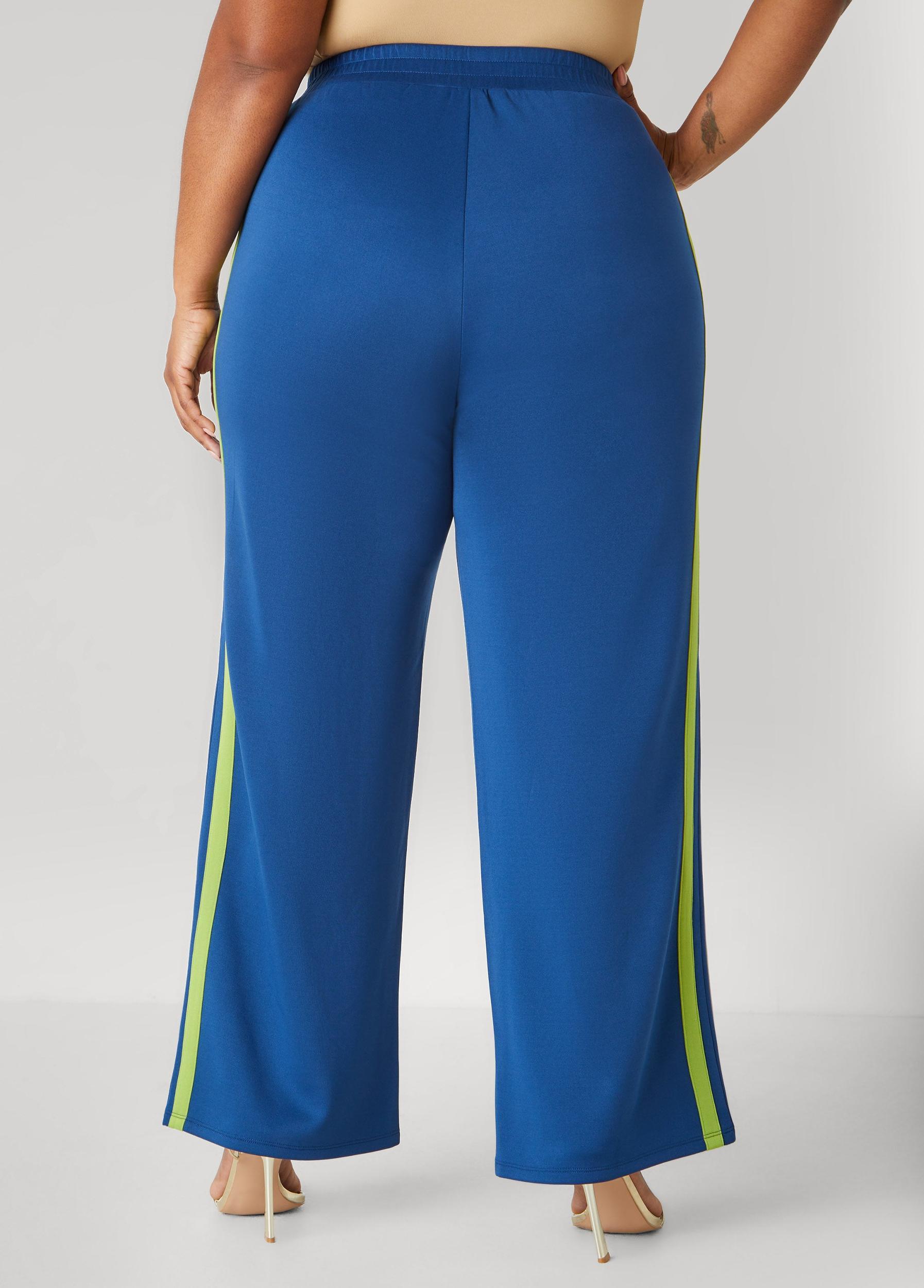 Striped Trimmed Wide Leg Pants Product Image