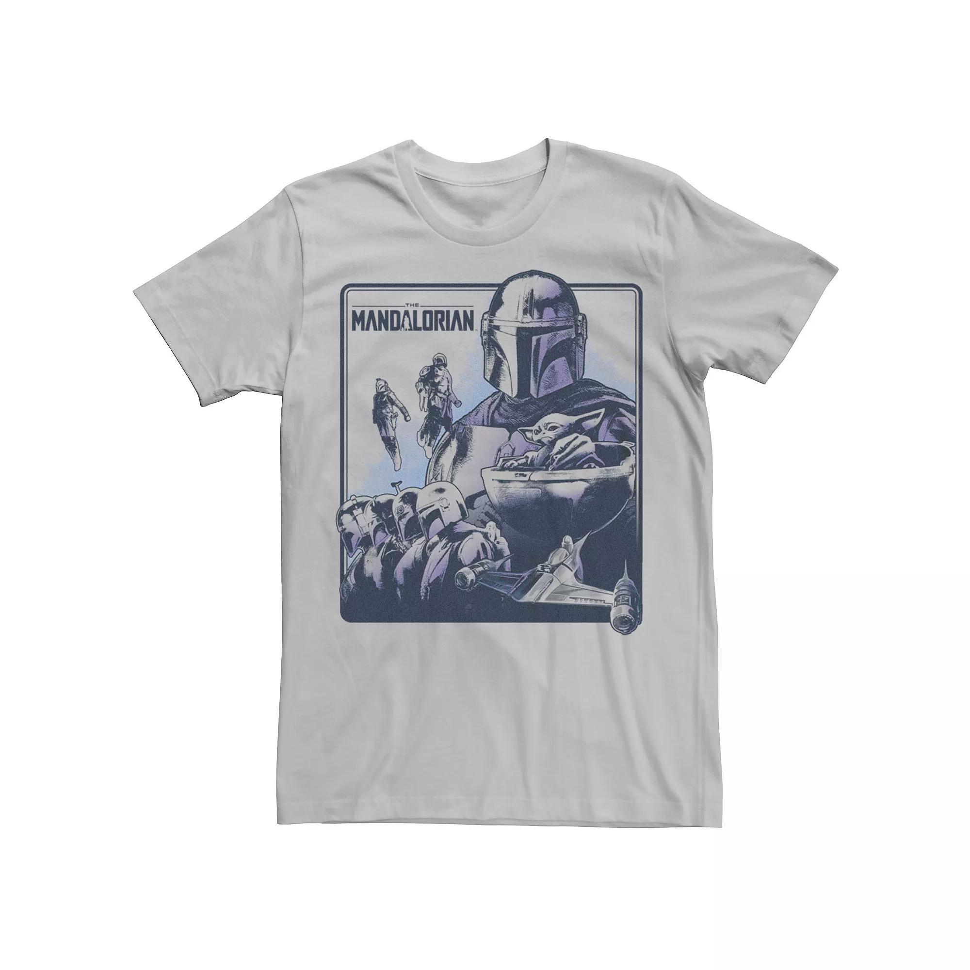 Men's Star Wars The Mandalorian Characters Collage Tee, Size: XS, Silver Product Image
