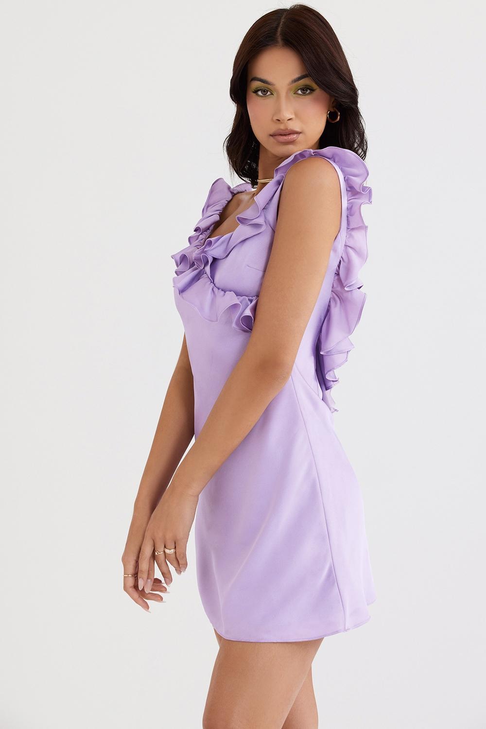 Tink  orchid satin ruffle mini dress Product Image
