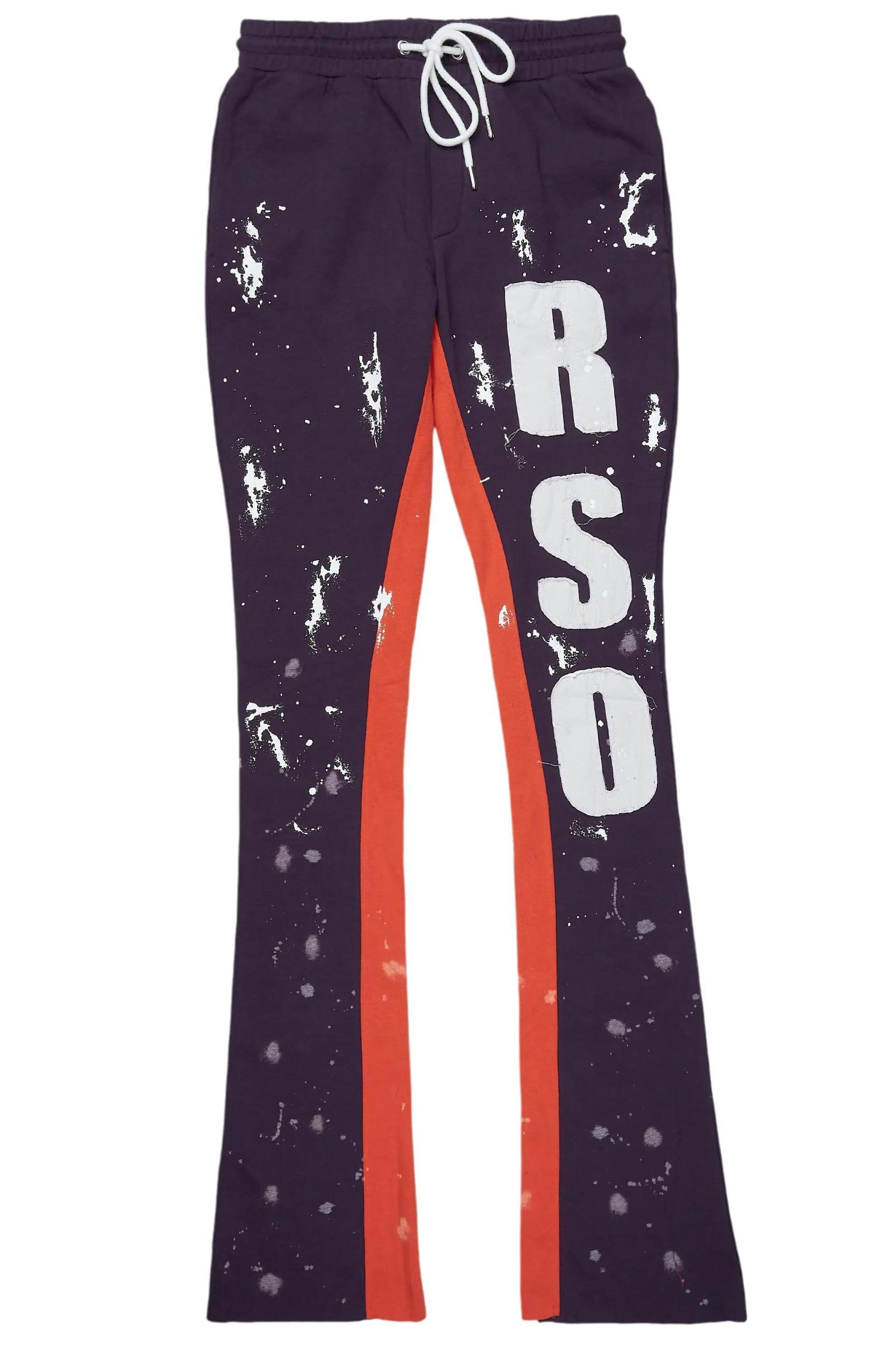 Tanko Purple Patchwork Stacked Flare Track Pant Male Product Image