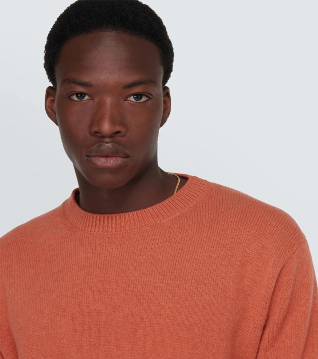 THE ELDER STATESMAN Embroidered Cashmere Sweater In Orange Product Image