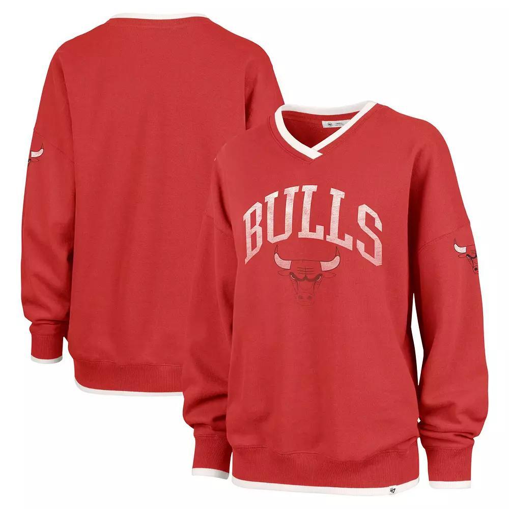 Women's '47  Red Chicago Bulls Rise Wax Pack Daze '80s Oversize Pullover Sweatshirt, Size: Large Product Image