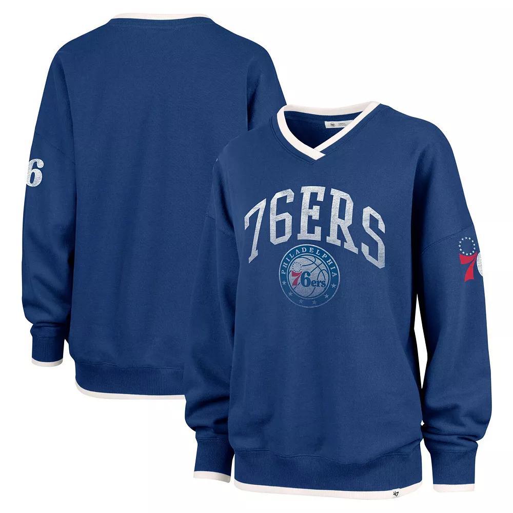 Women's '47  Royal Philadelphia 76ers Rise Wax Pack Daze '80s Oversize Pullover Sweatshirt, Size: Small, 76r Blue Product Image
