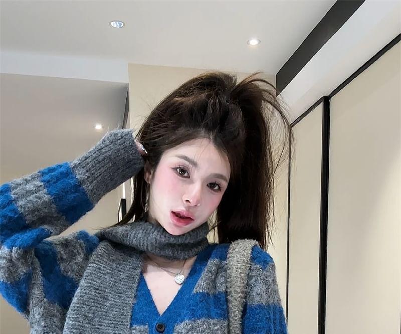 V-Neck Striped Cardigan Product Image