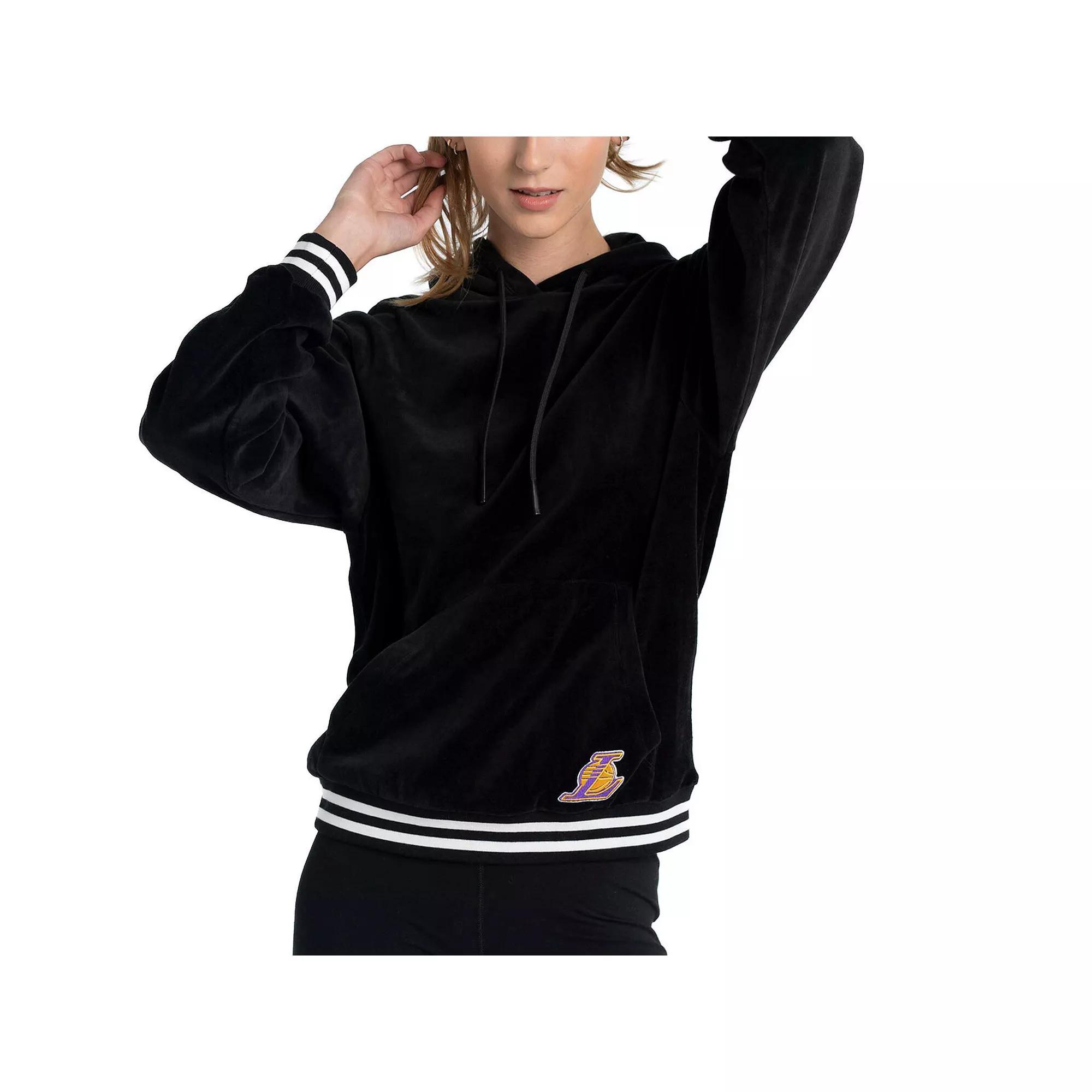 Womens Lusso Los Angeles Lakers Nellie Oversized Velour Pullover Hoodie Product Image