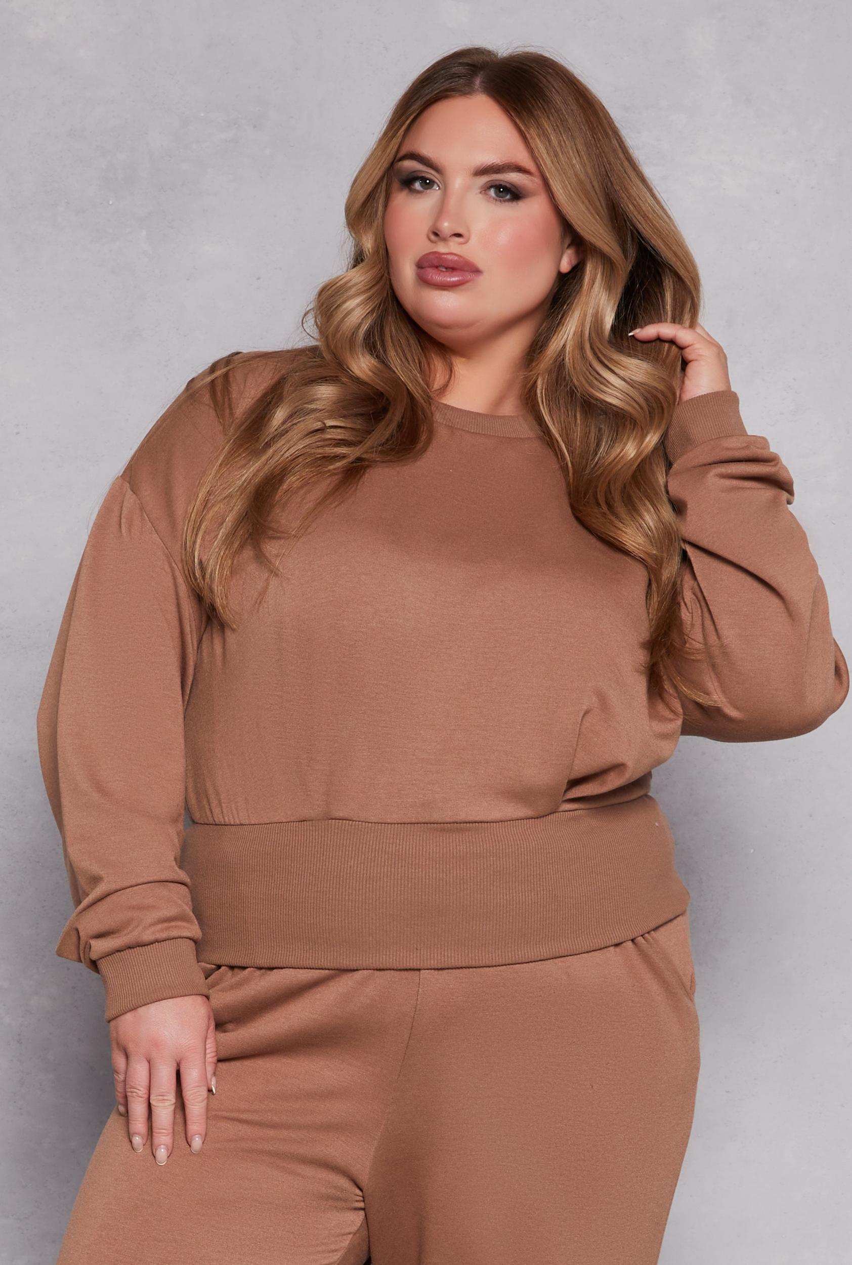 Womens Plus Size Fleece Pullover Sweatshirt Product Image