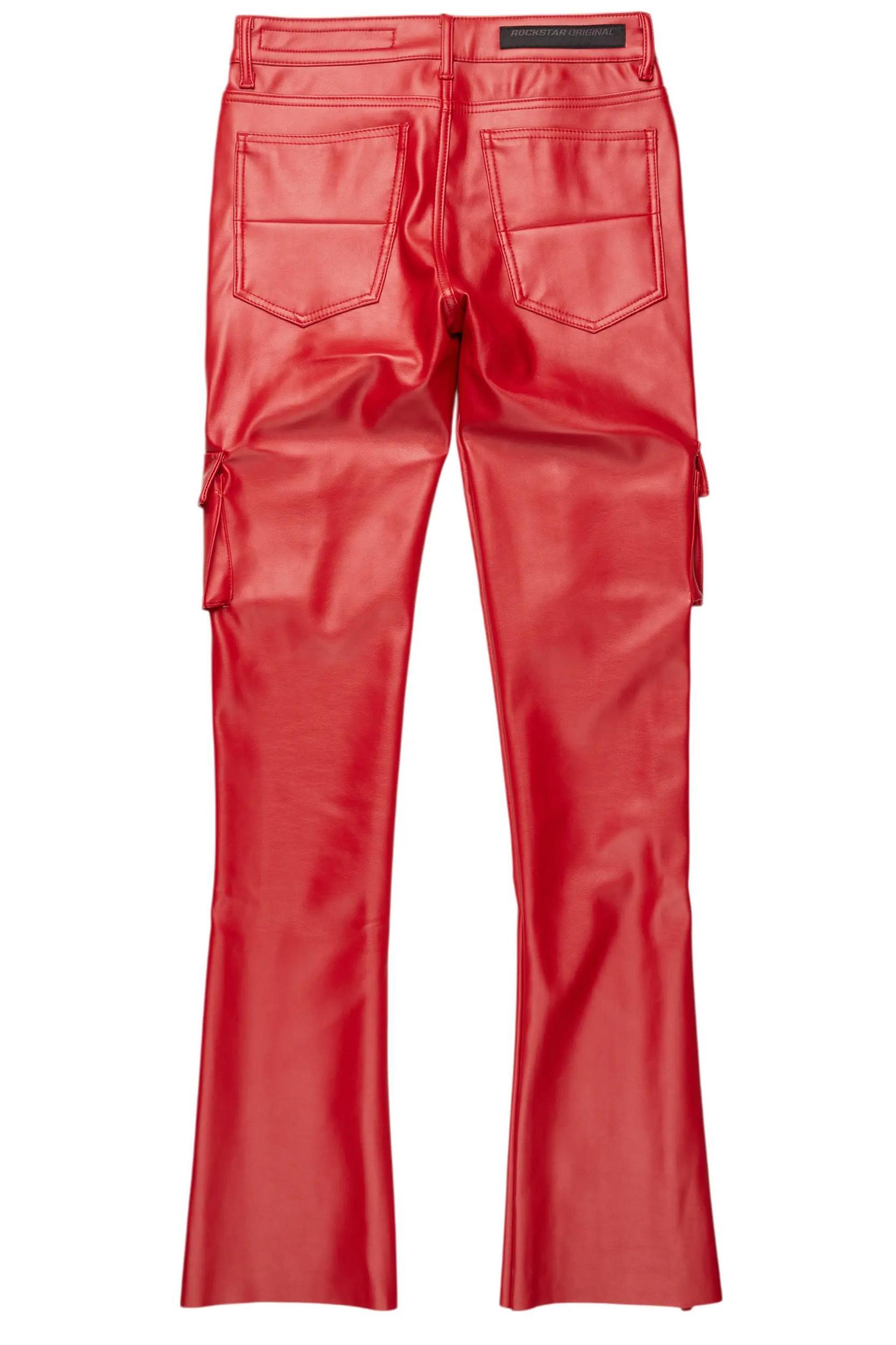 Khaza Red PU Leather Jean Male Product Image