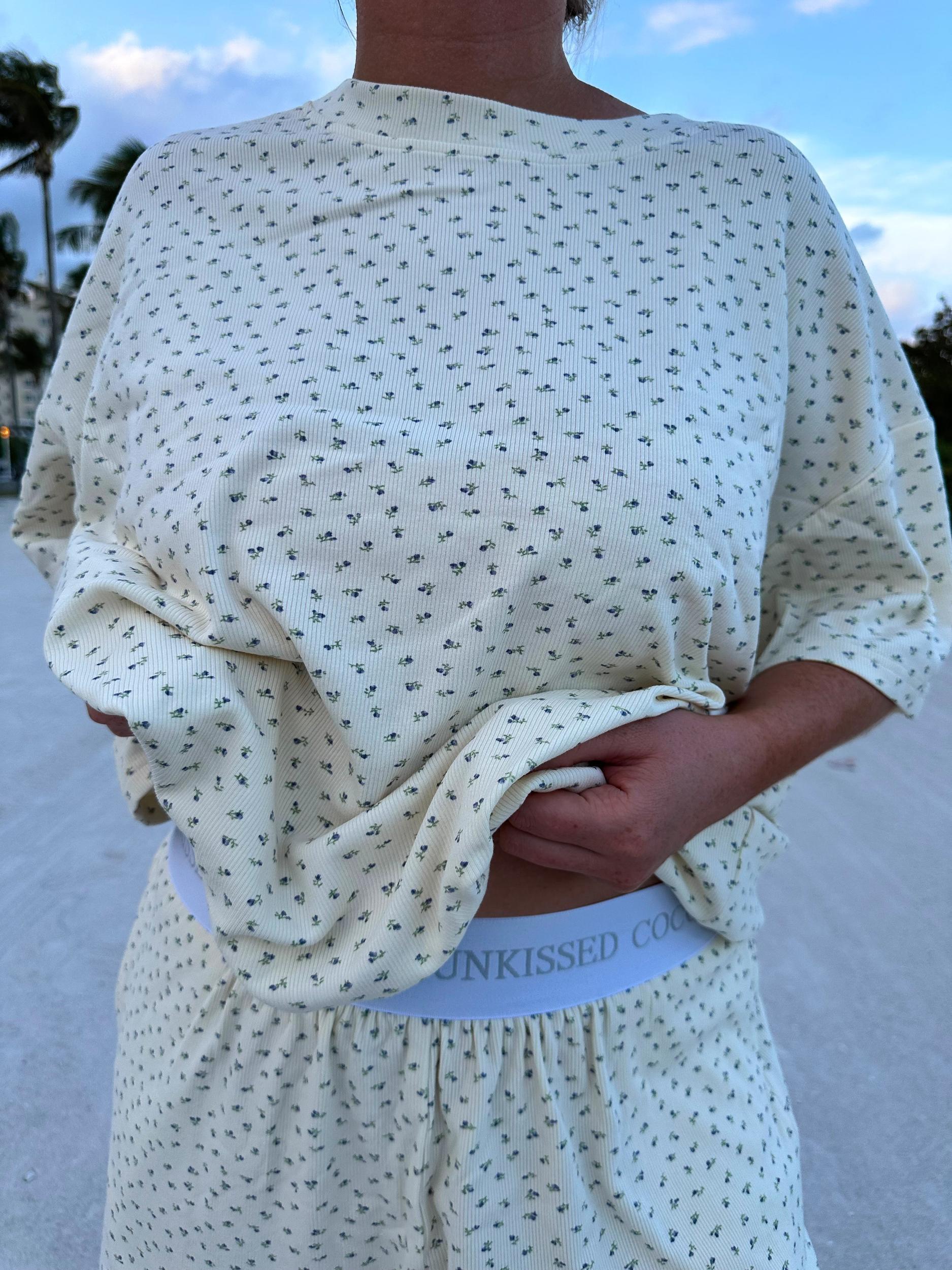 Pale Floral Pajama Shorts Product Image