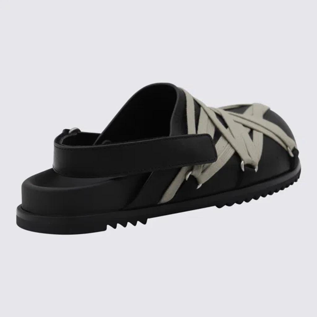 RICK OWENS Leather Loafers With Crisscross Detail In Black Product Image