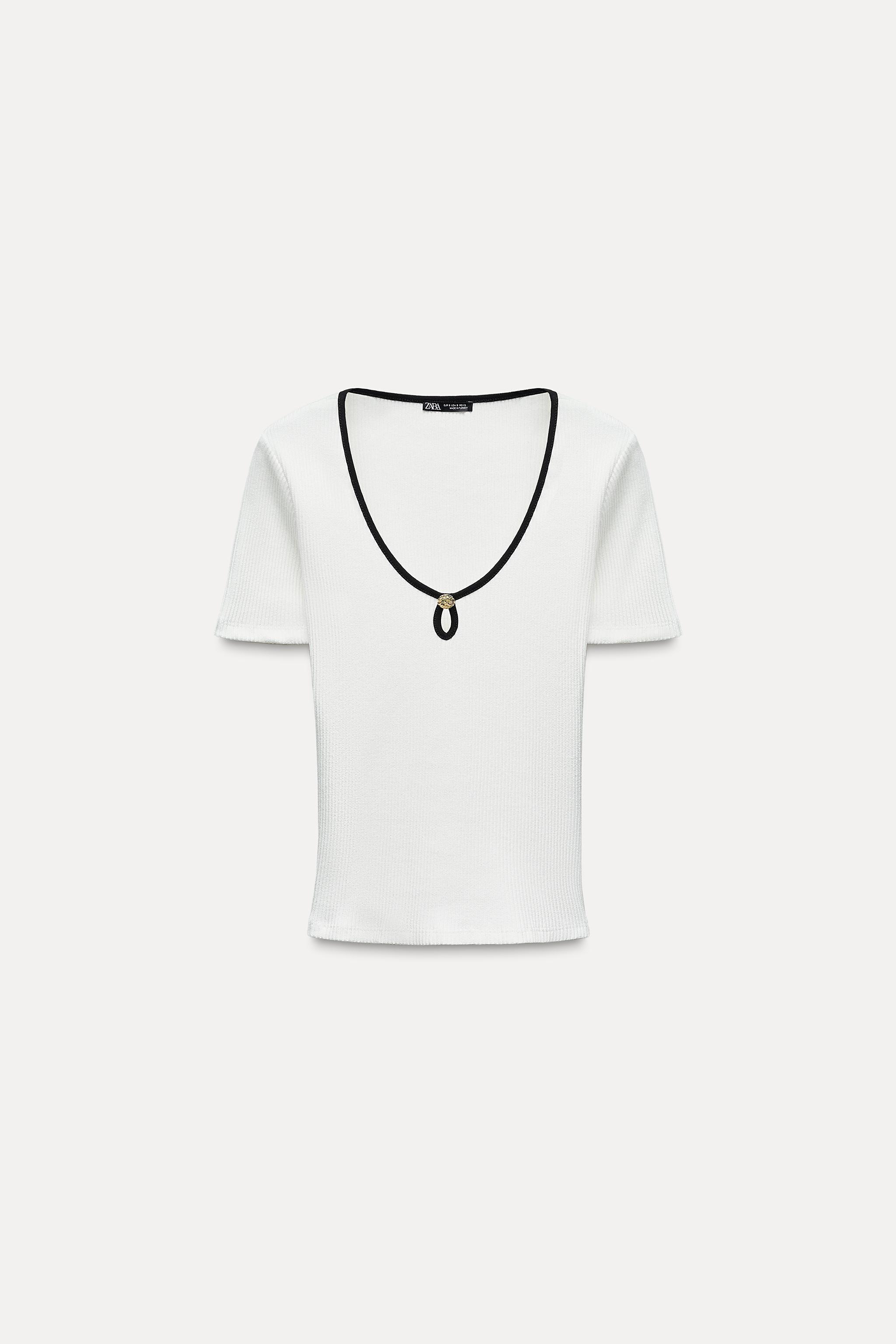 TOP WITH CONTRASTING RIB TRIM Product Image