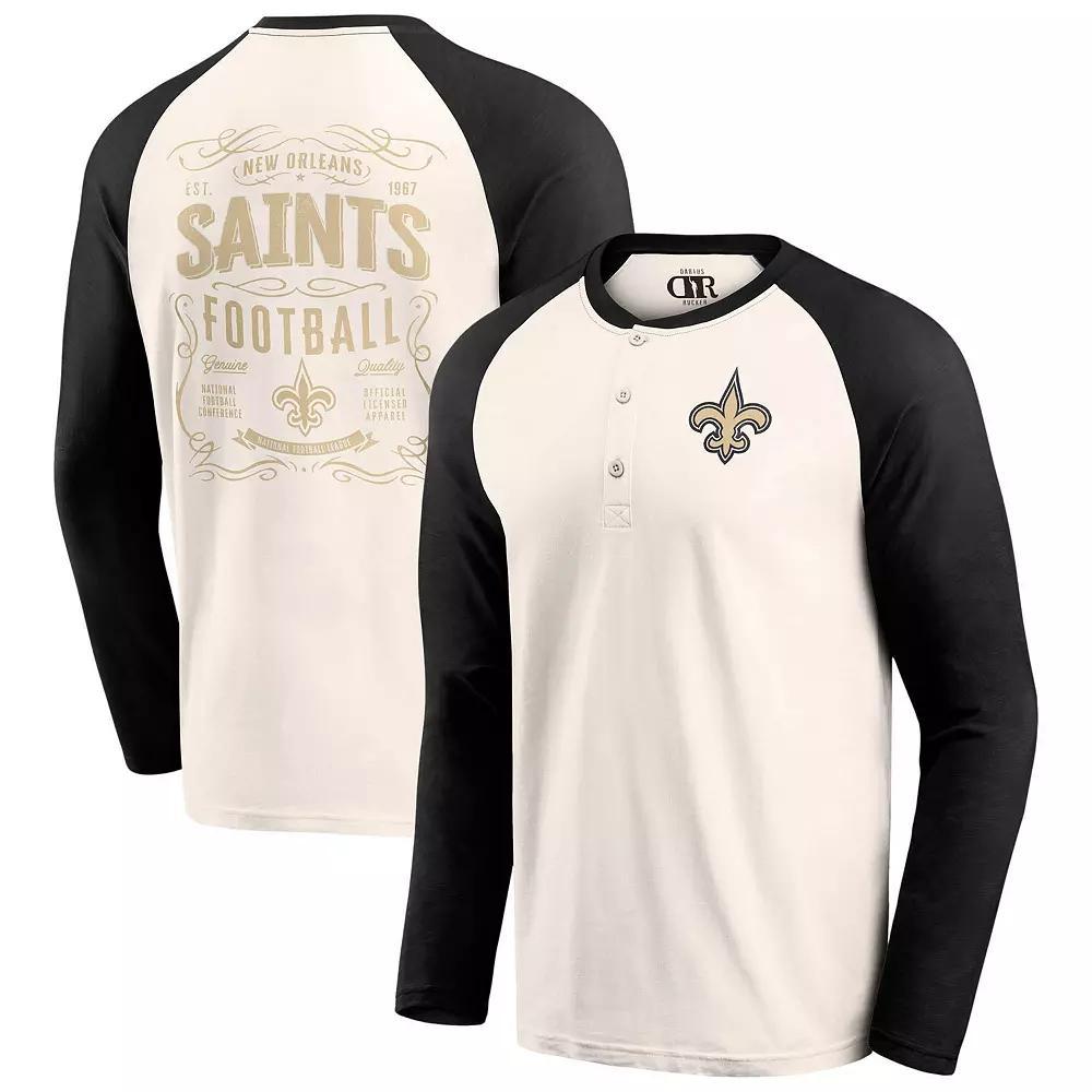 Mens Darius Rucker Collection by Fanatics Cream/Black New Orleans Saints Raglan Henley T-Shirt Product Image