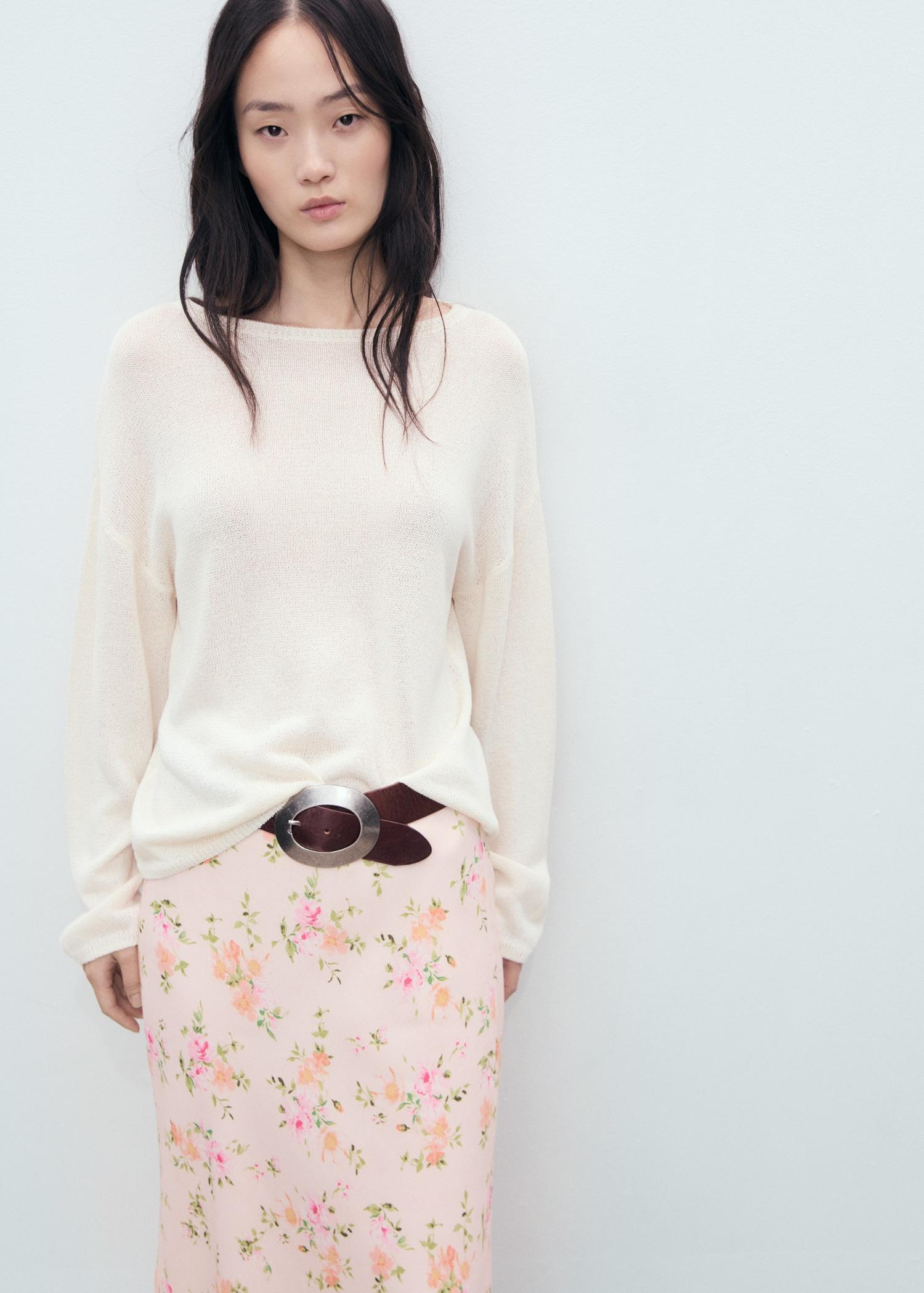 Floral skirt with lace detail - Women | MANGO USA Product Image