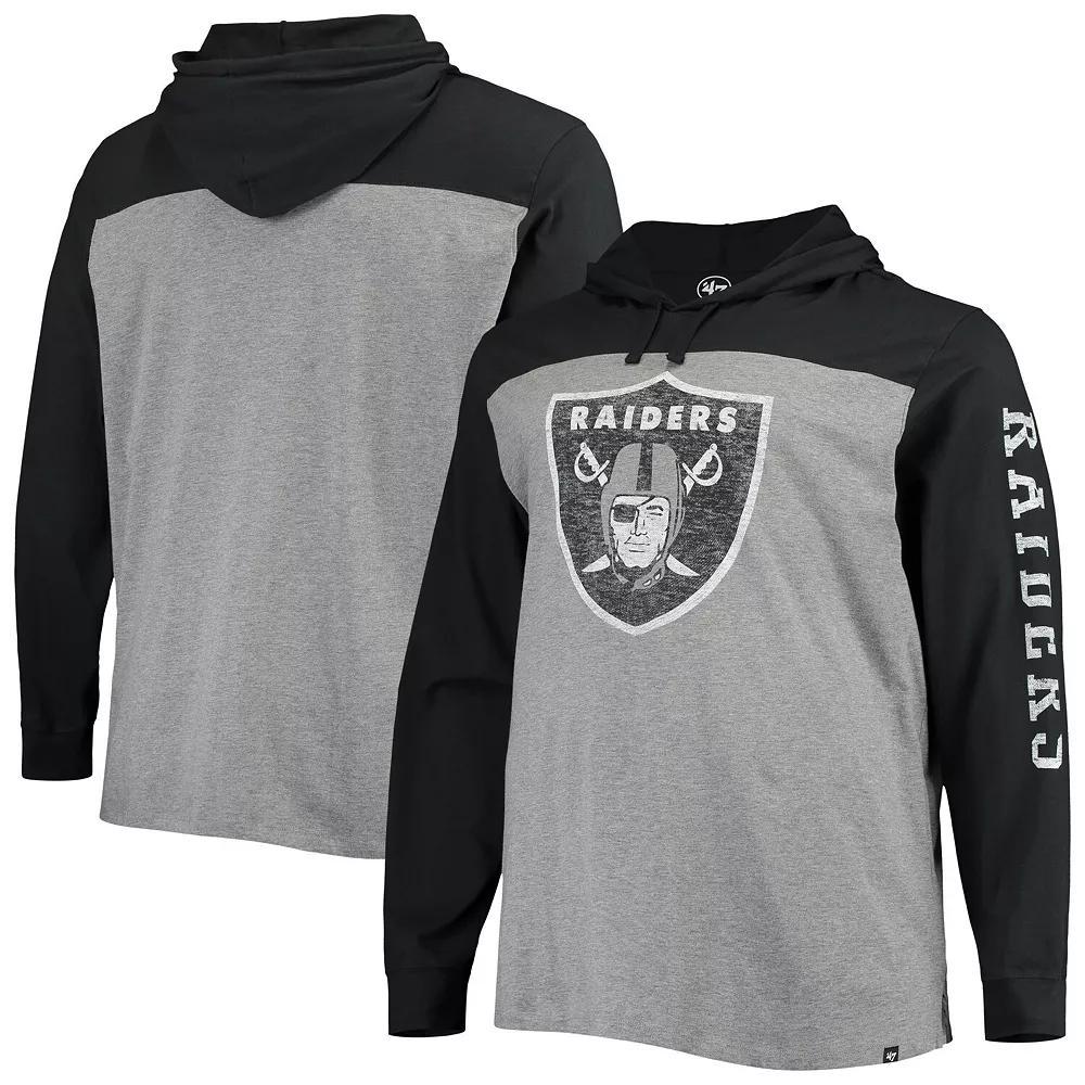 Mens 47 Heathered Gray/Black Las Vegas Raiders Franklin Wooster Long Sleeve Hoodie T-Shirt Product Image