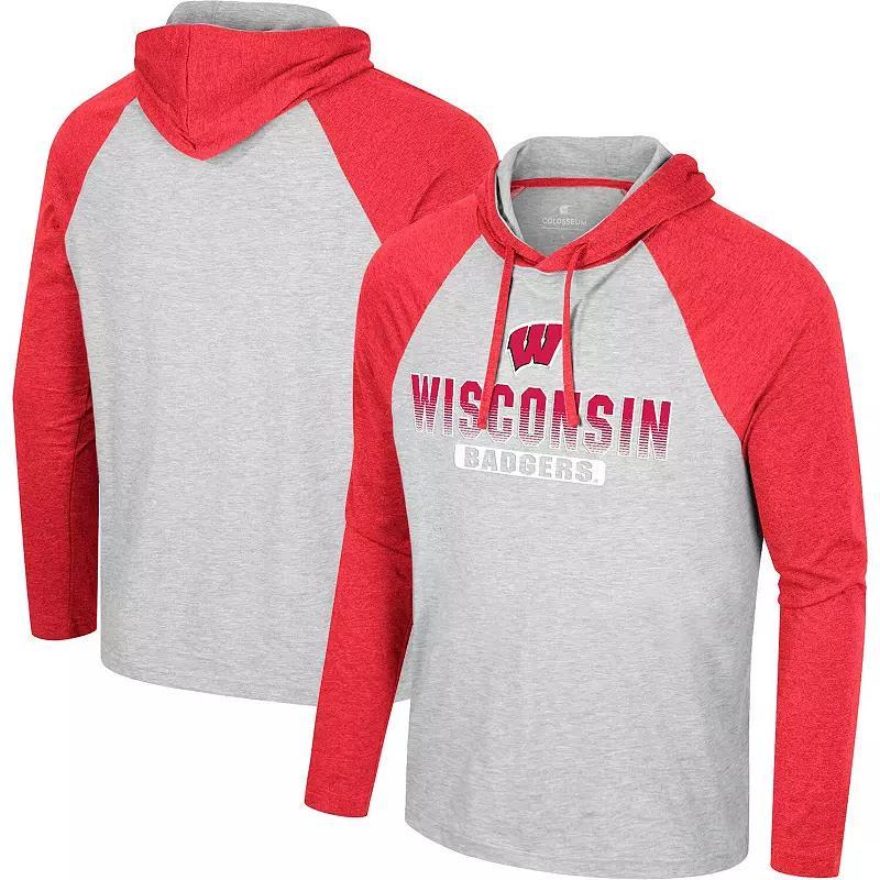 Men's Colosseum  Heather Gray Michigan State Spartans Hasta La Vista Raglan Hoodie Long Sleeve T-Shirt, Size: Large, Grey Product Image