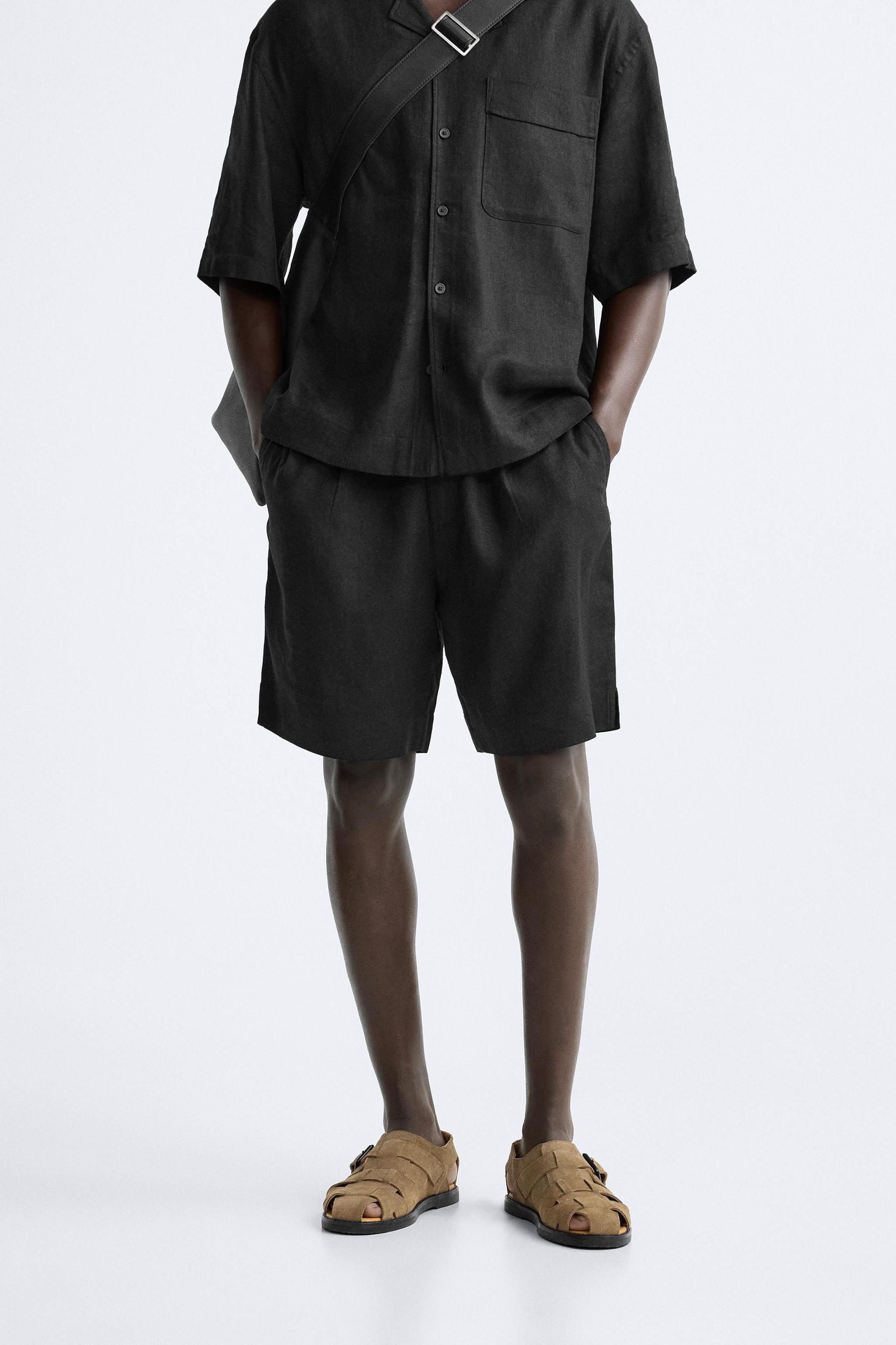 LINEN - VISCOSE PLEATED SHORTS Product Image