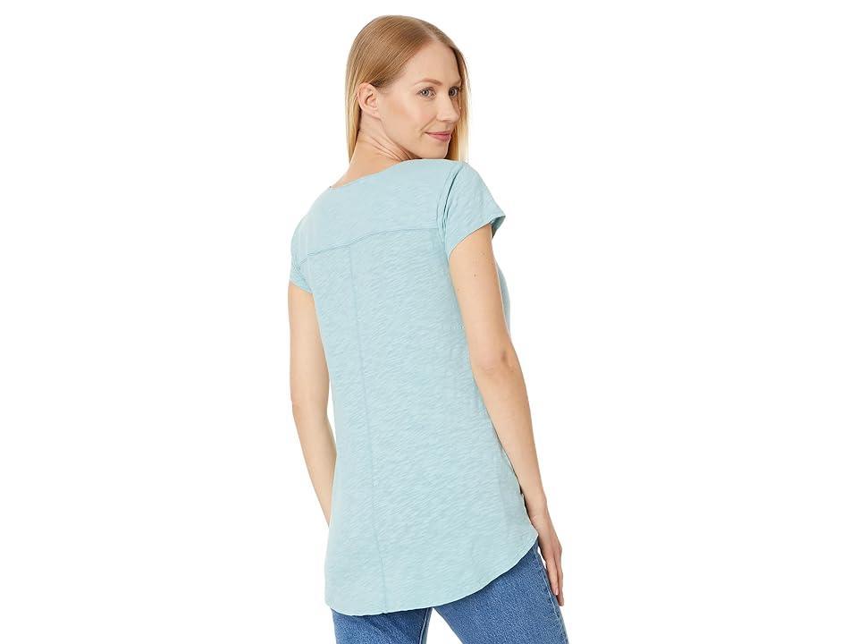 Mod-o-doc Seamed V-Neck Tee (Aqua Dream) Women's Clothing Product Image