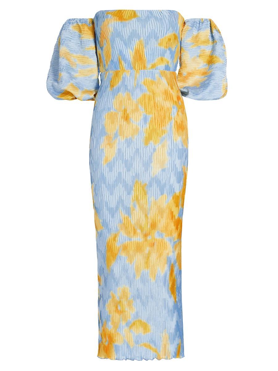 Womens Pleated Off-The-Shoulder Midi-Dress Product Image