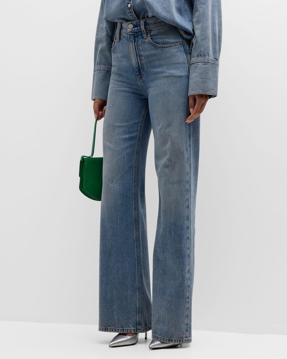 Alice and Olivia Weezy High Rise Flare Jeans in Sadie Light Vintage Blue Product Image