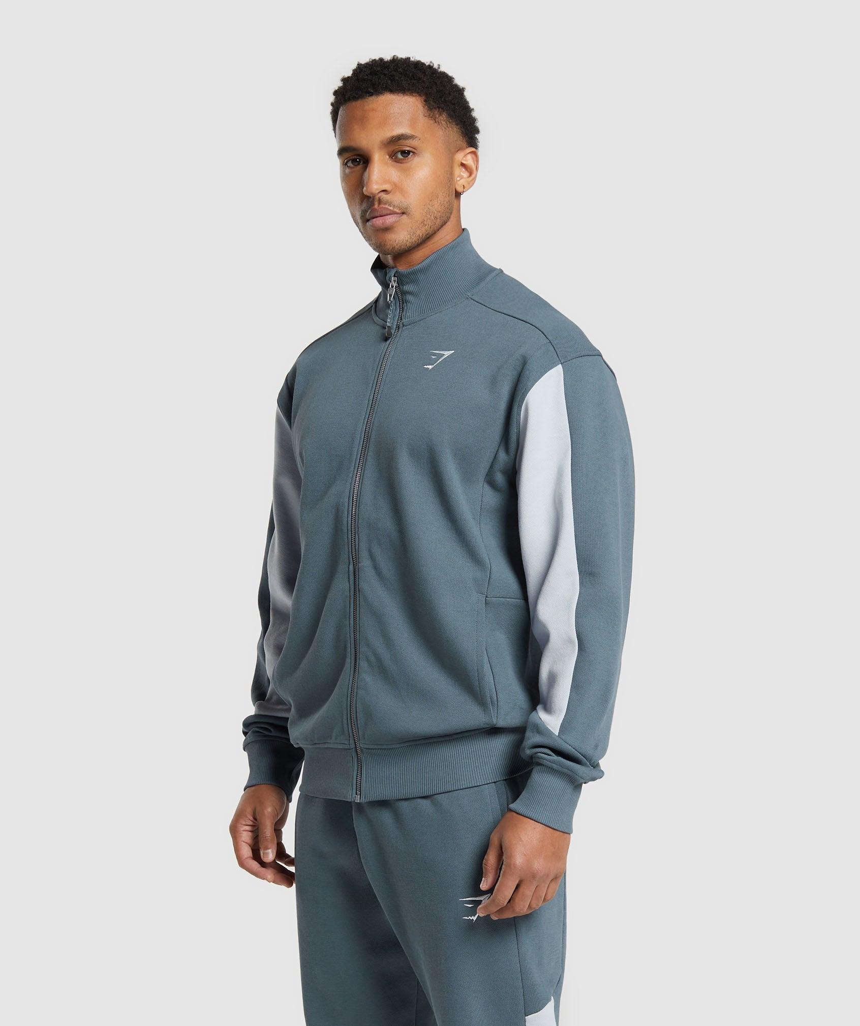 Gymshark Pique Track Jacket - Titanium Blue/Fresh Blue Male Product Image