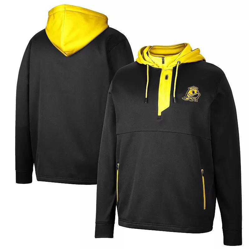 Men's Colosseum Black Oregon Ducks Luge 3.0 Quarter-Zip Hoodie, Size: Small Product Image