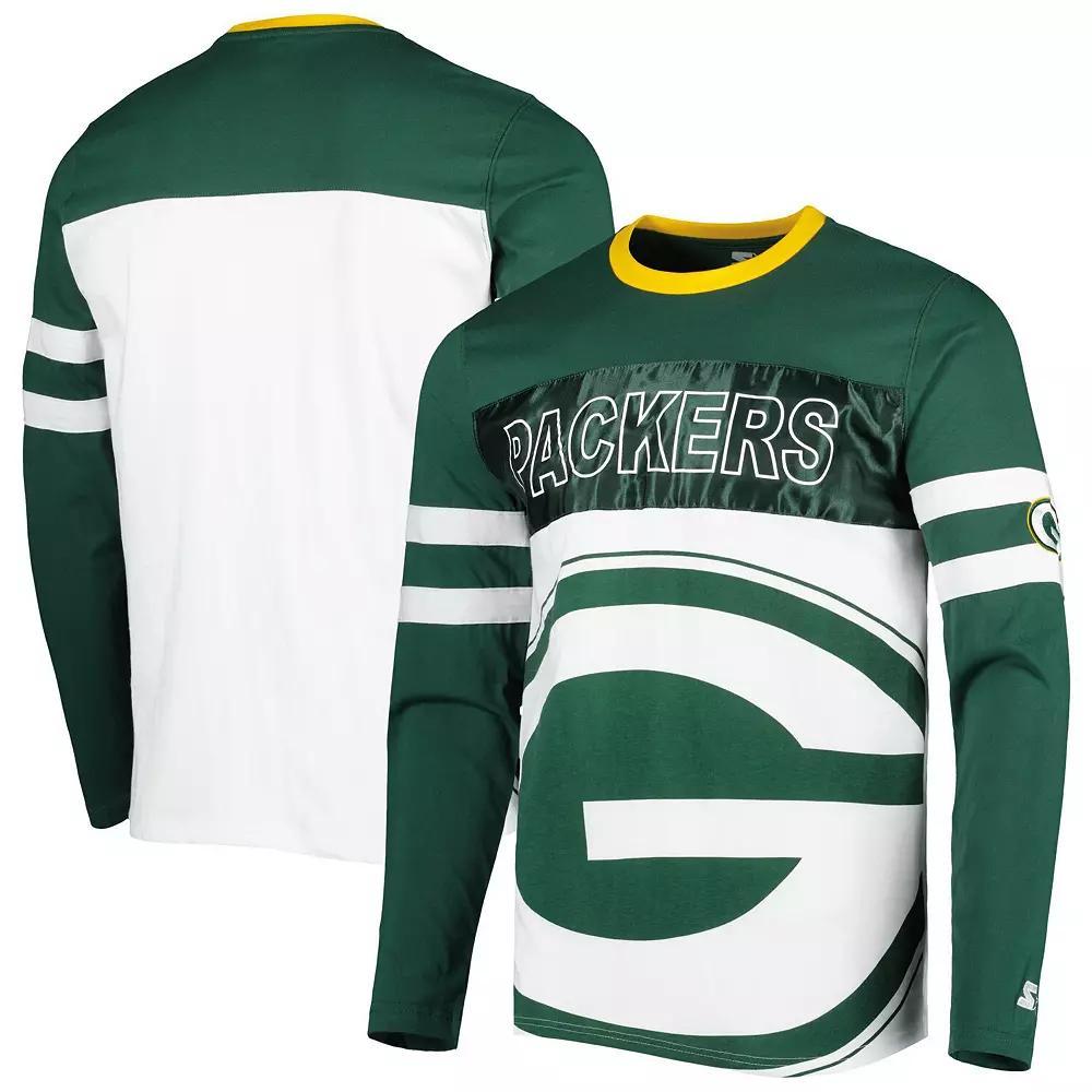 Men's Starter Green/White Green Bay Packers Halftime Long Sleeve T-Shirt, Size: Large Product Image