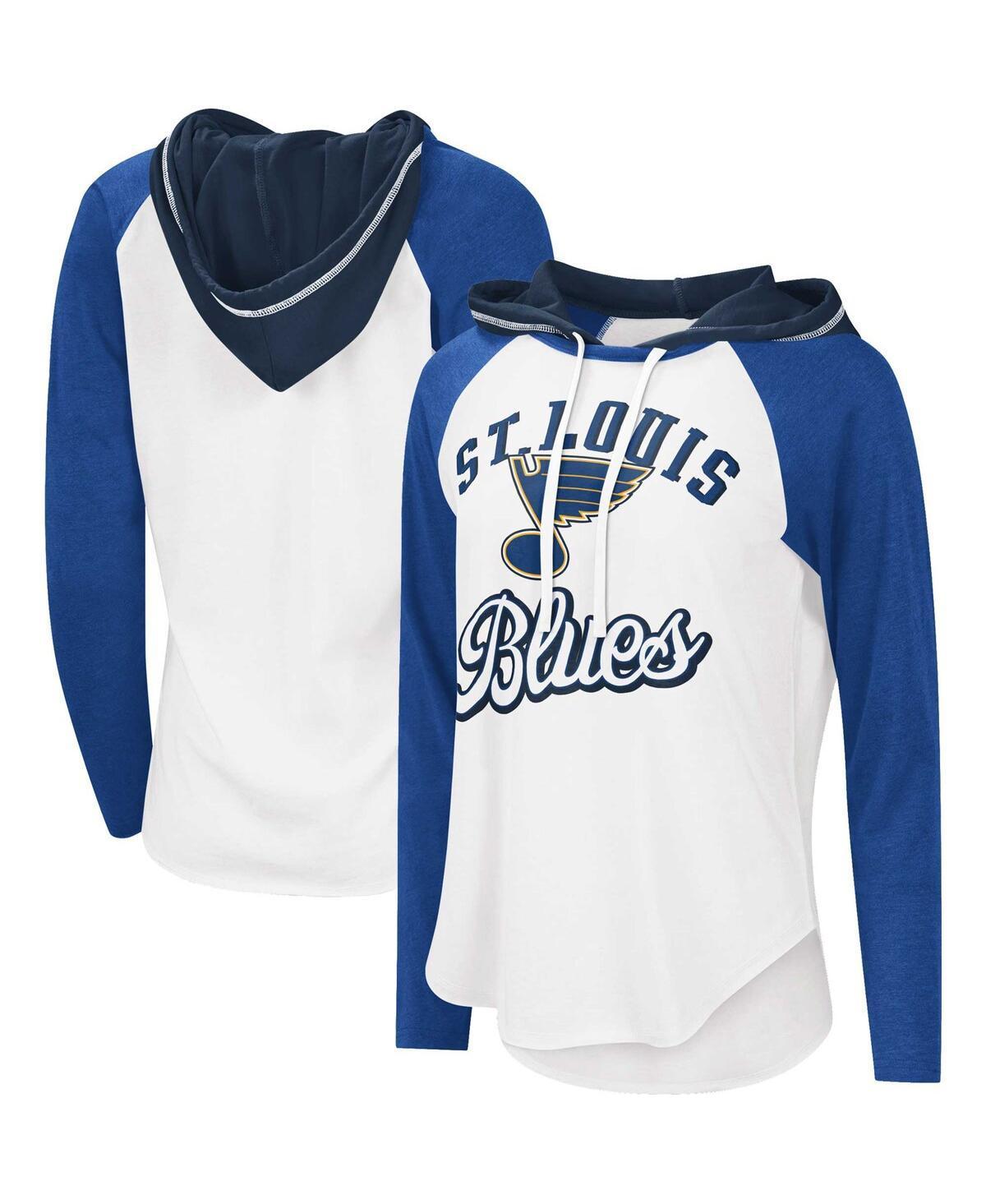 Women's Starter White/Blue St. Louis Blues MVP Raglan Hoodie T-Shirt, Size: Small Product Image