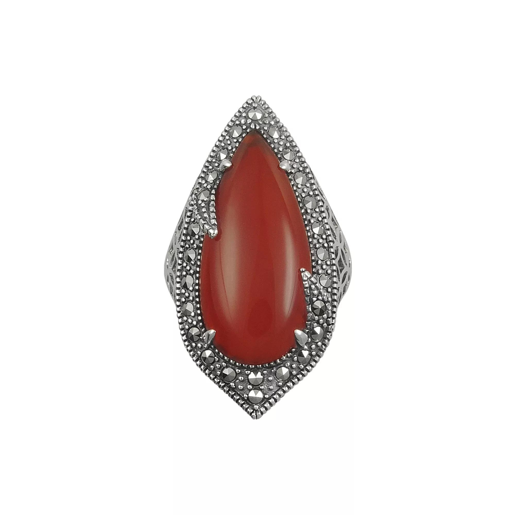 Lavish by TJM Sterling Silver Red Agate Filigree Ring, Women's, Size: 9 Product Image