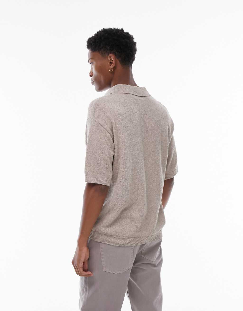 Topman knitted textured polo Product Image