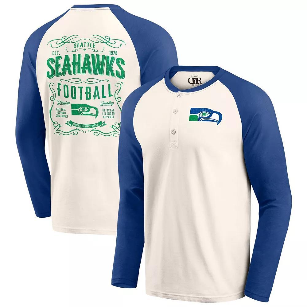 Men's Darius Rucker Collection by Fanatics Cream/Red Tampa Bay Buccaneers Raglan Henley Long Sleeve T-Shirt, Size: 2XL, Beige Product Image