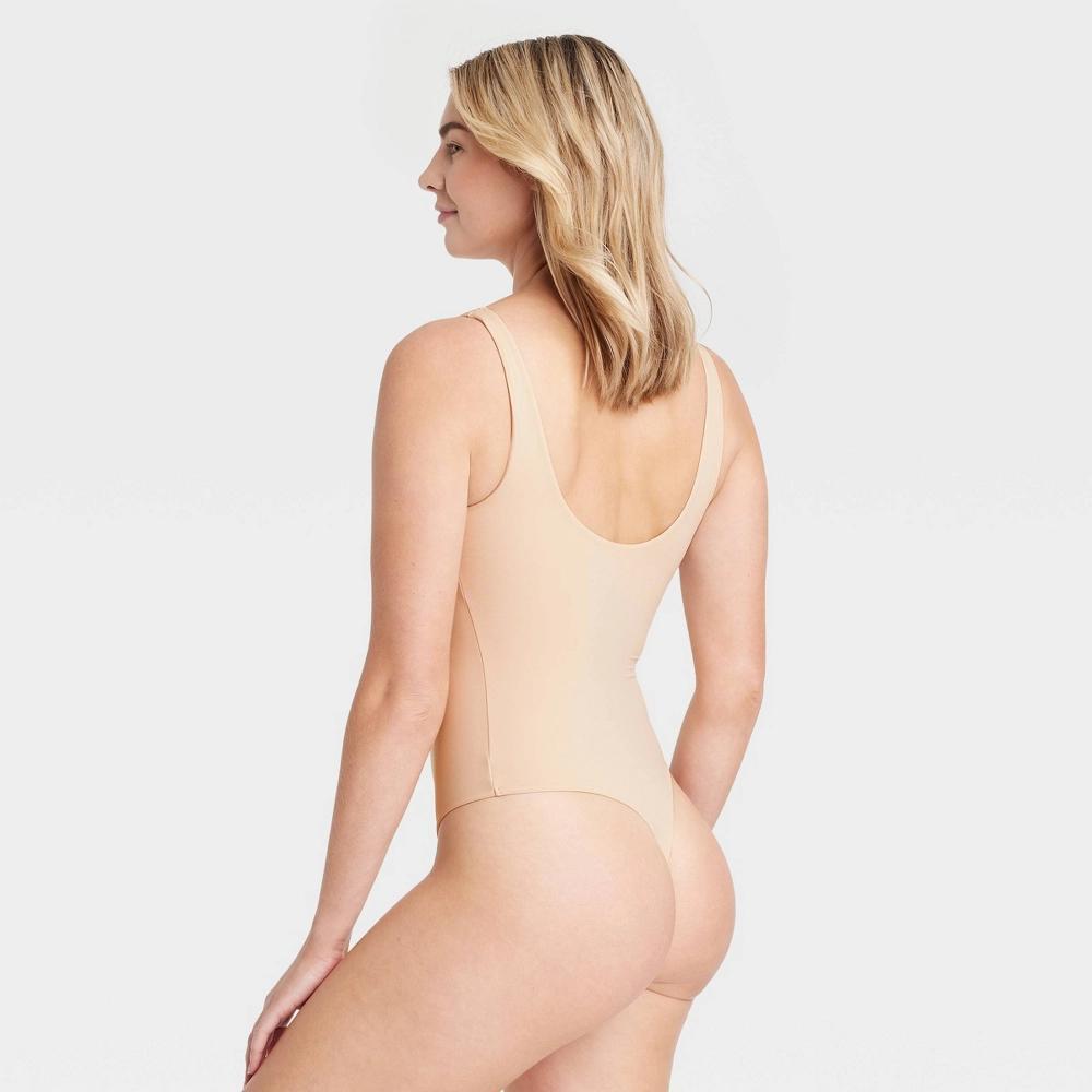 Womens 4-Way Stretch Tank Bodysuit - Auden Beige M: Nylon Spandex Blend, Scoopneck, Snap Closure Product Image