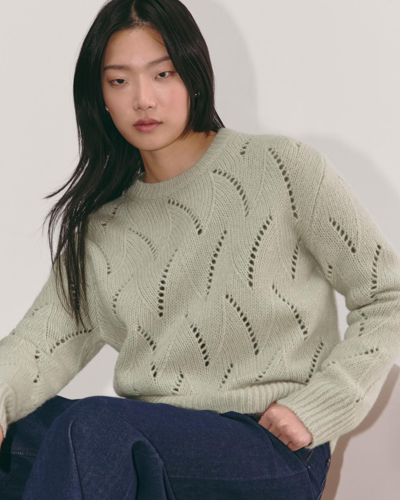 The Pointelle Sweater in Cloud Product Image