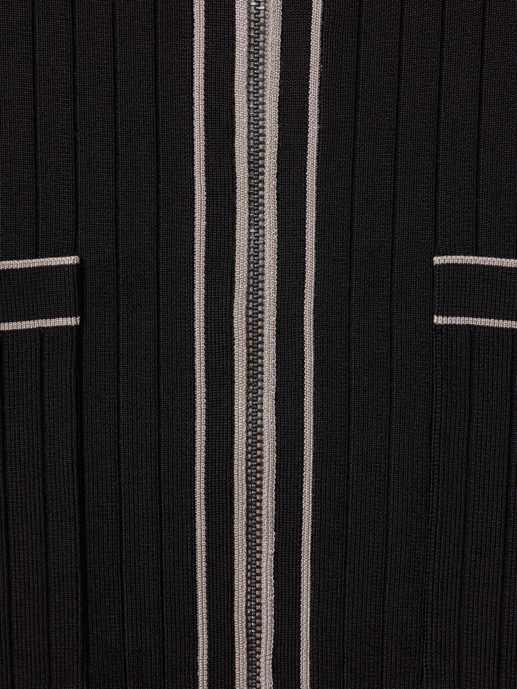 Ribbed Dual Zip-Front Shirt in Black Product Image